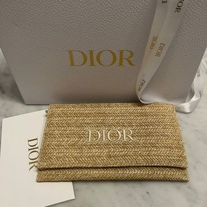 Dior Raffia Clutch with Zipper Compartment